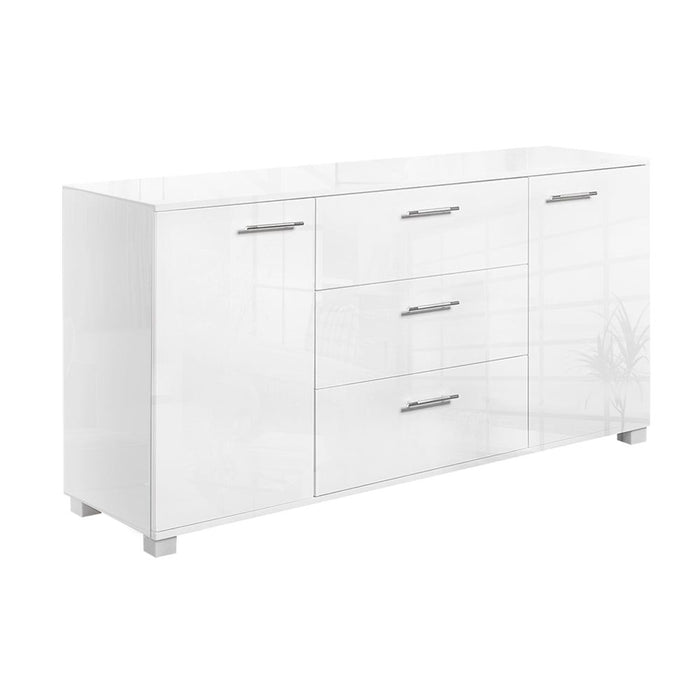 High Gloss Sideboard Storage Cabinet Cupboard - White -Home Living Store - -