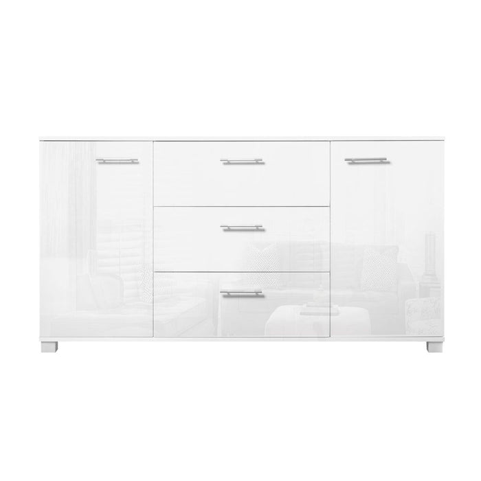High Gloss Sideboard Storage Cabinet Cupboard - White -Home Living Store - -
