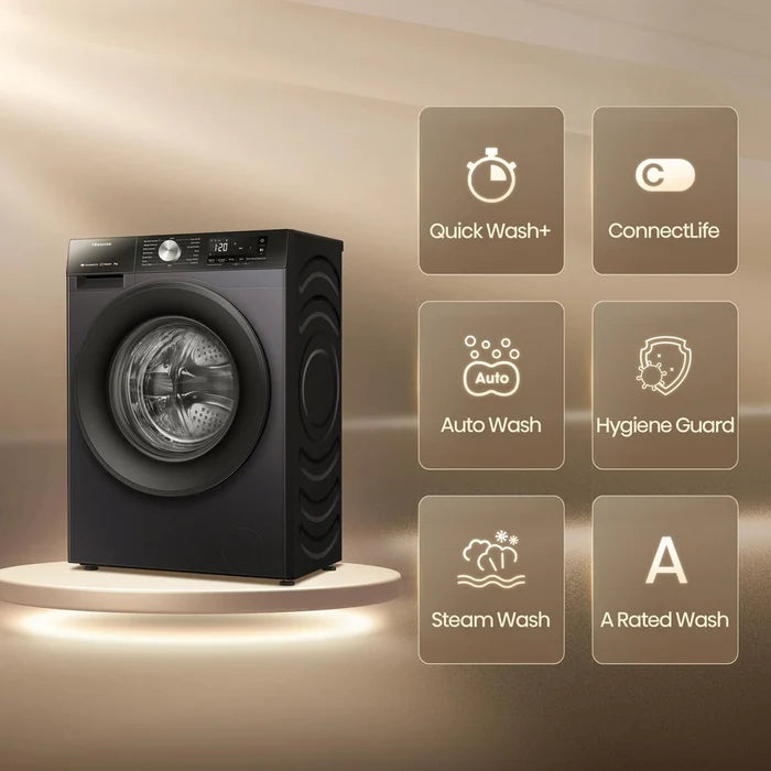Hisense 3S Series WF3S8043BB3 WiFi-enabled 8kg 1400 Spin Washing Machine Black - A Rated Black