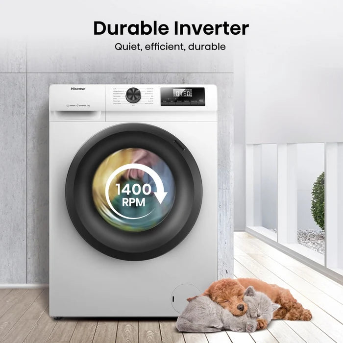 Hisense WF1Q7021BW 7kg 1200 Spin Freestanding Steam Washing Machine White