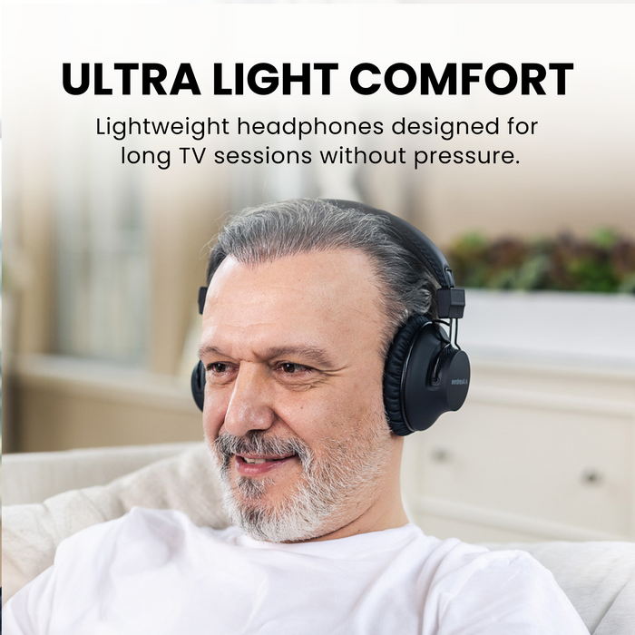 HT5009 Plus Wireless TV Headphones with Clear Voice for Seniors, lightweight and pressure-free listening.