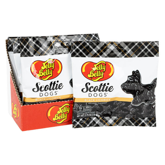 Jelly Belly Scottie Dogs Black Licorice Gummy Candy Peg Bag - 12 Count