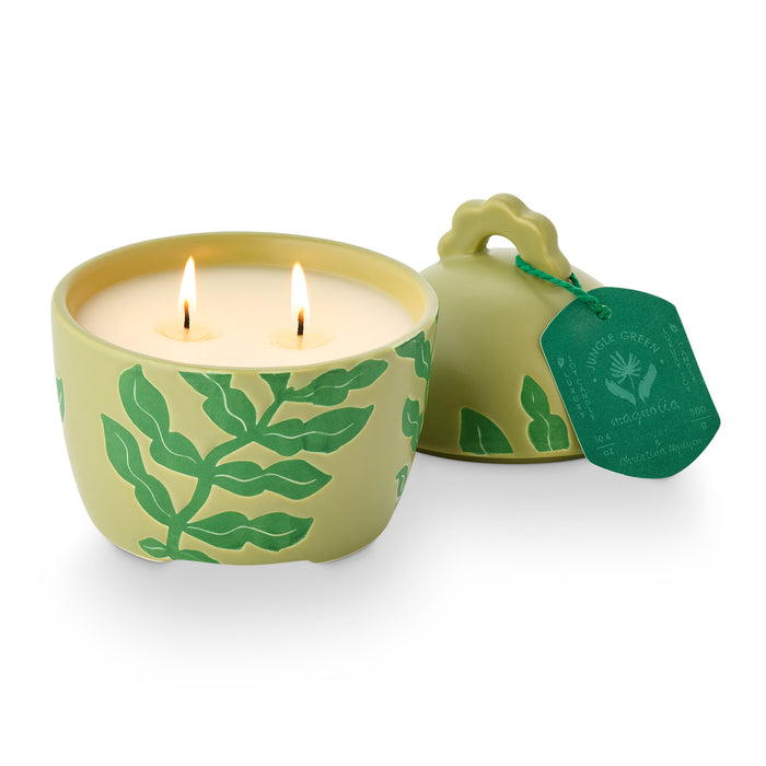 Jungle Green Magnolia Lidded Ceramic Candle