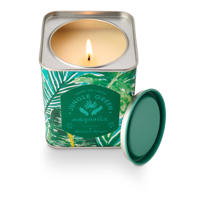 Jungle Green Magnolia Printed Tin Candle