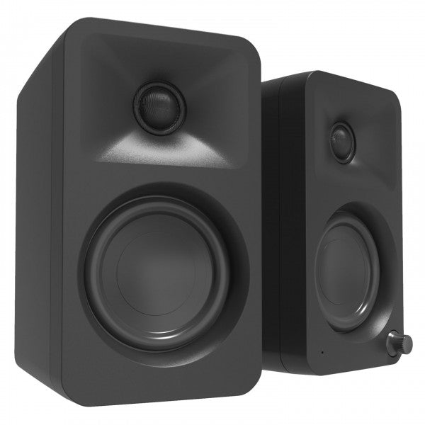 Kanto ORA 100W Powered Reference Desktop Speakers with Bluetooth & SE2 Speaker Stands Package Black Black