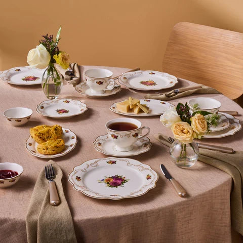 Karaca Forever Bone Antique Gold Ensemble De Petit-Déjeuner 26 Pièces