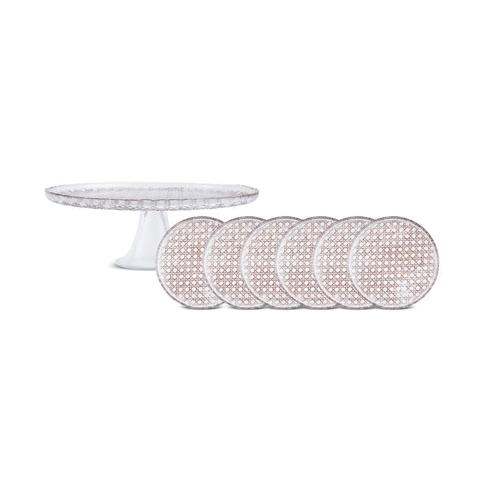 Karaca Rattan, Service à Gâteau 7 pièces, Gris