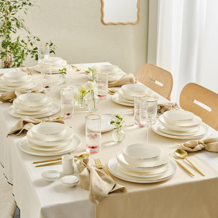 Karaca Red Carpet Collection Stream Bone Merope Service de Table 53 pièces pour 12 personnes Or