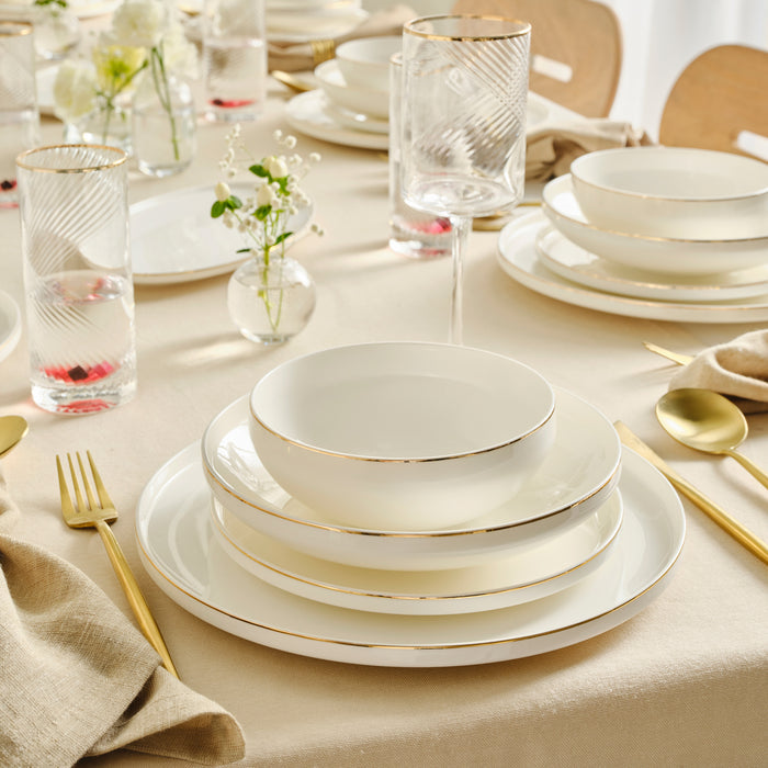 Karaca Red Carpet Collection Stream Bone Merope Service de Table 53 pièces pour 12 personnes Or