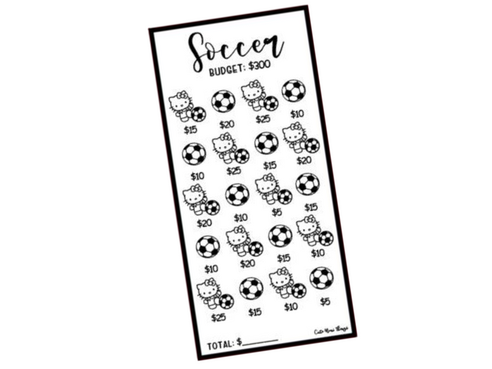 Kitty Soccer | Savings Insert or Cash Envelope | Square | 300