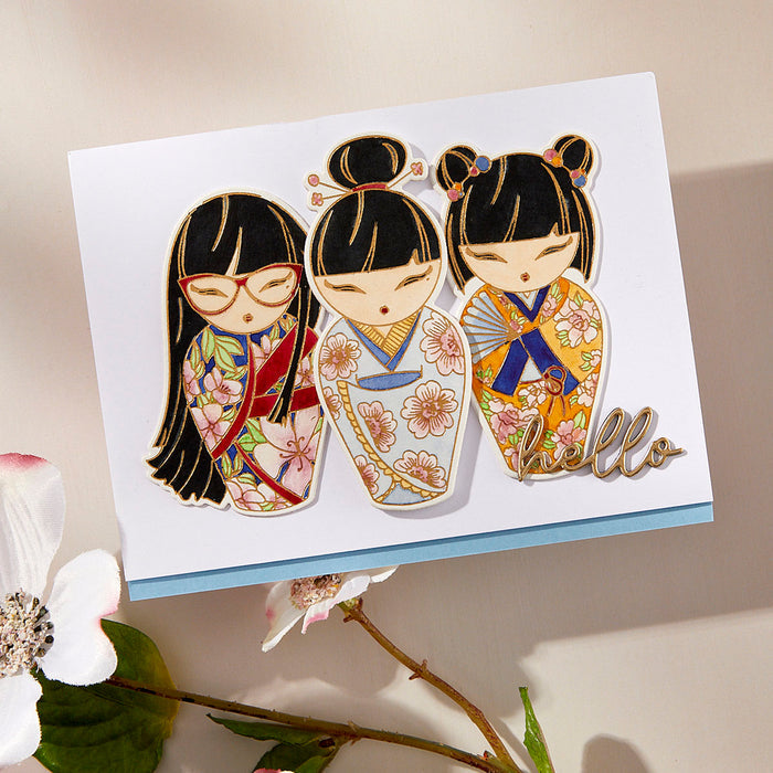 Kokeshi Dolls BetterPress Plate & Die Set