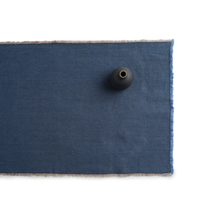 R+D.LAB Linen Hopsack Runner in Indigo Blue