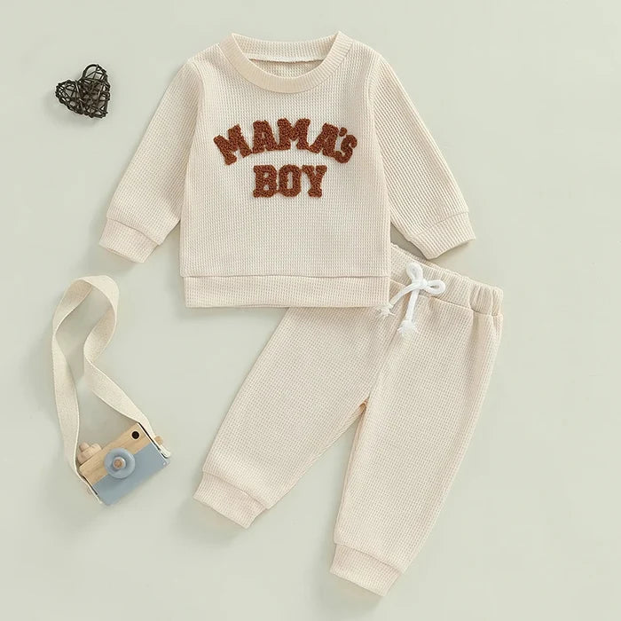 MAMA'S BOY Waffle Knit Outfit