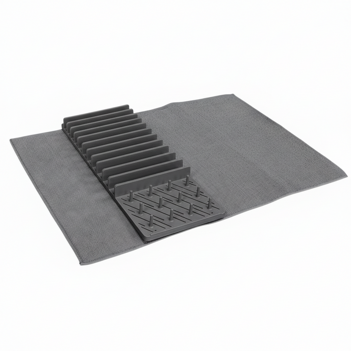 Milex Drying Rack & Mat – 2-in-1 Dish Drying Rack with Super-Absorbent Microfiber Mat