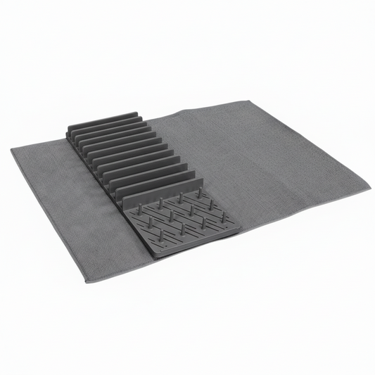 Milex Drying Rack & Mat – 2-in-1 Dish Drying Rack with Super-Absorbent Microfiber Mat