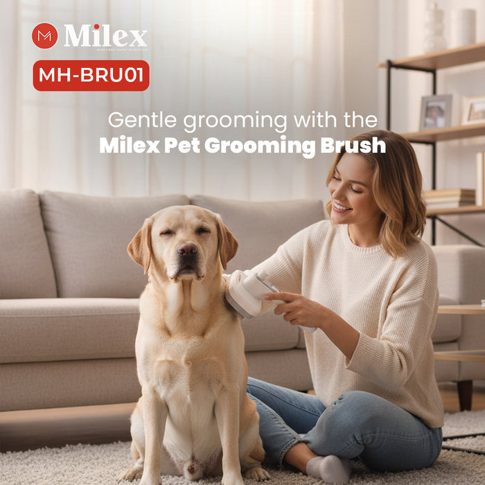 Milex Pet Grooming Brush – Self-Cleaning Deshedding Brush for Dogs & Cats with Ionic Technology