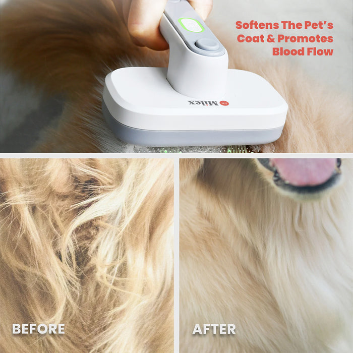 Milex Pet Grooming Brush – Self-Cleaning Deshedding Brush for Dogs & Cats with Ionic Technology