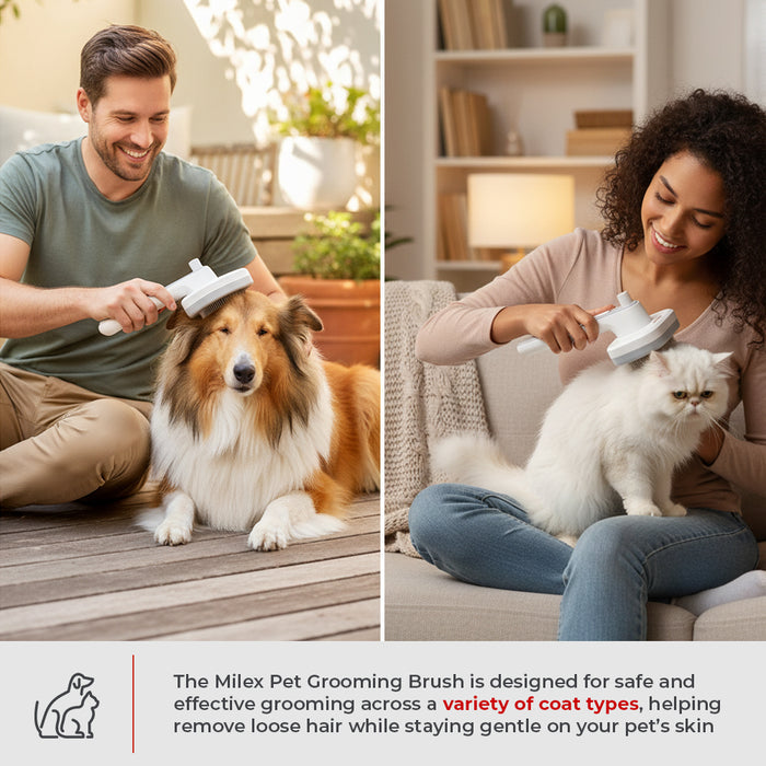 Milex Pet Grooming Brush – Self-Cleaning Deshedding Brush for Dogs & Cats with Ionic Technology