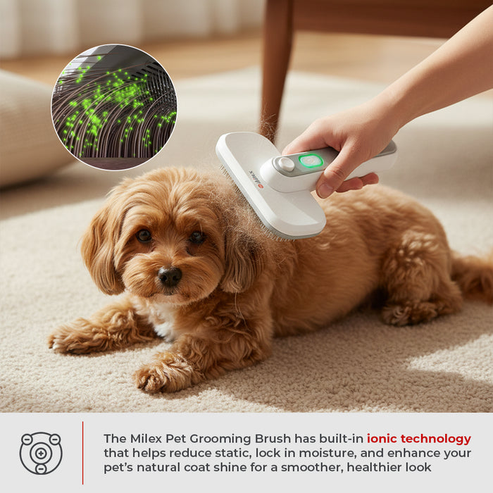 Milex Pet Grooming Brush – Self-Cleaning Deshedding Brush for Dogs & Cats with Ionic Technology