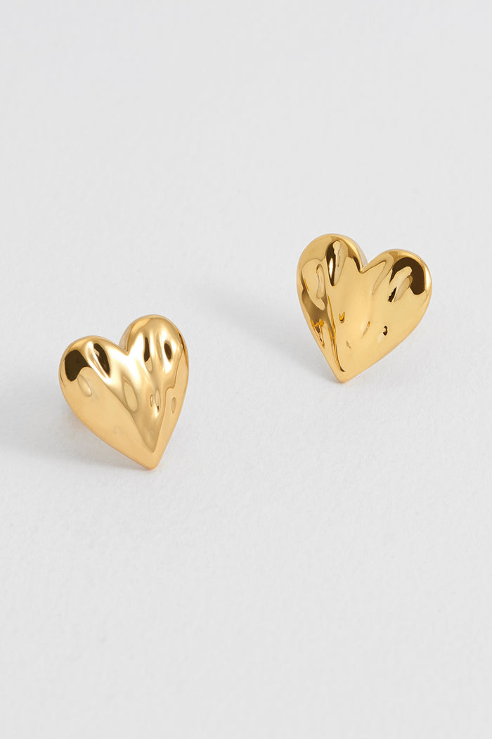 Molten Heart Stud Earrings