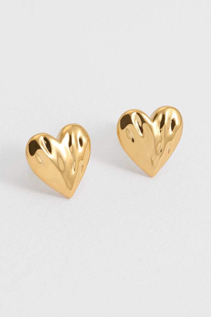 Molten Heart Stud Earrings