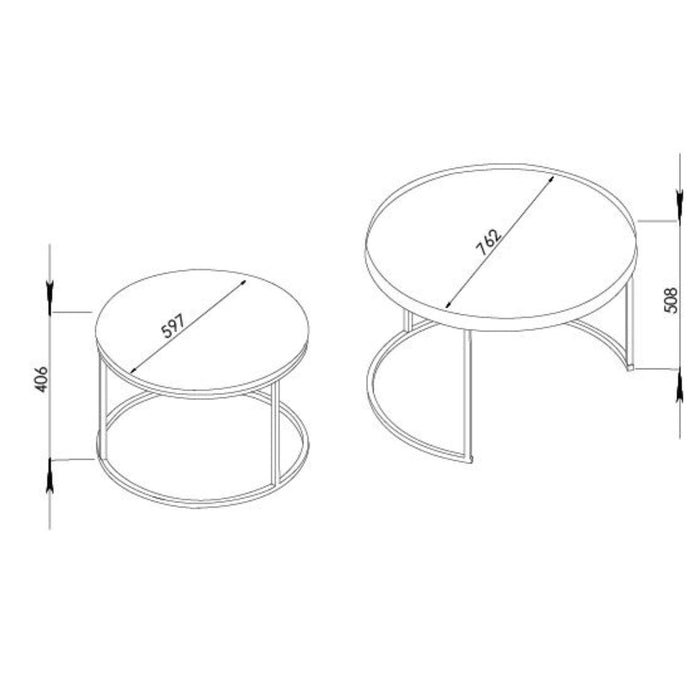 Nested Coffee Table White Marble/English Oak by Criterion™ -Home Living Store - -