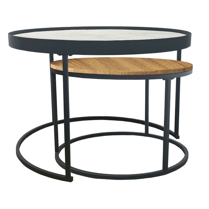 Nested Coffee Table White Marble/English Oak by Criterion™ -Home Living Store - -