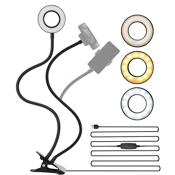 25 Inch Webcam Stand with 3.5 Inch Selfie Ring Light, 3-Light Modes
