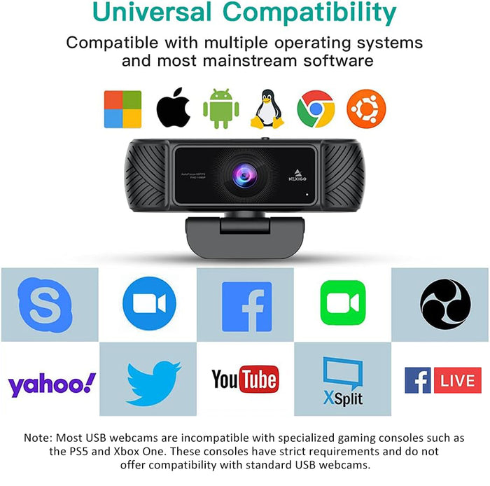 Webcam supports Skype, Zoom, and Facetime video calls on Apple, Android, Google, and Windows systems