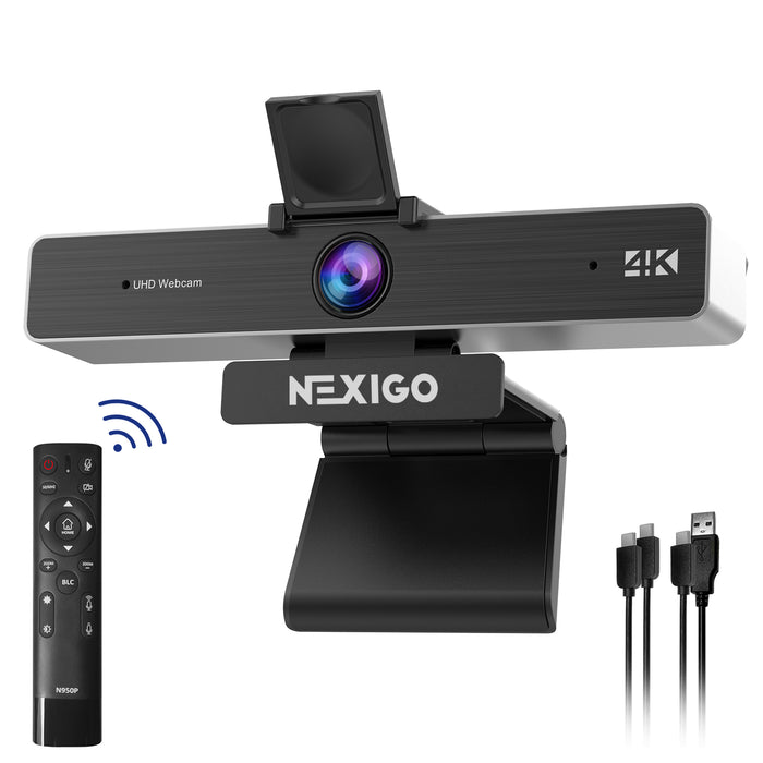 4K Zoomable Webcam with Remote Control and Privacy Cover.