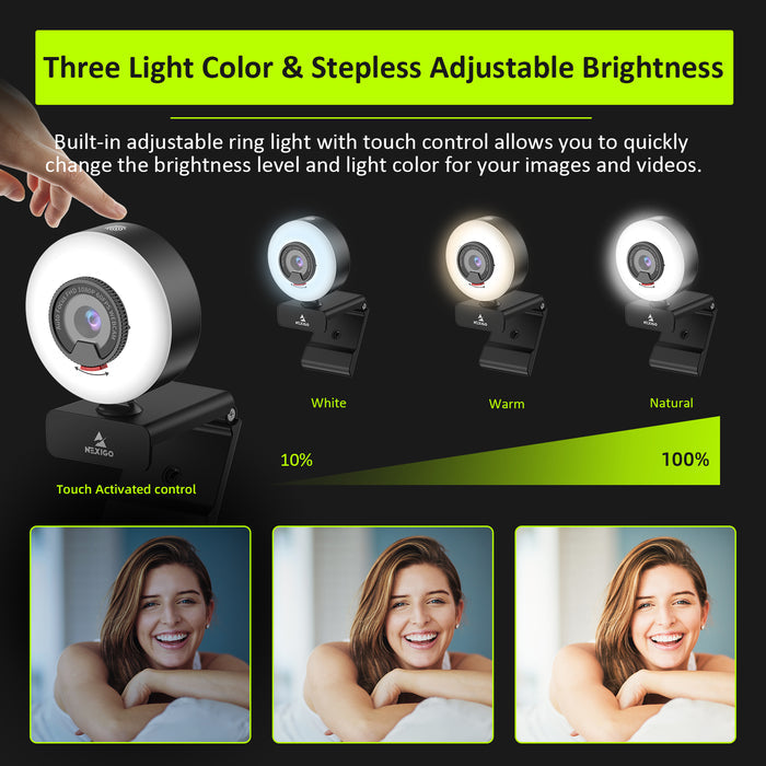 N960E has a top button for adjusting between white, warm, and natural light.