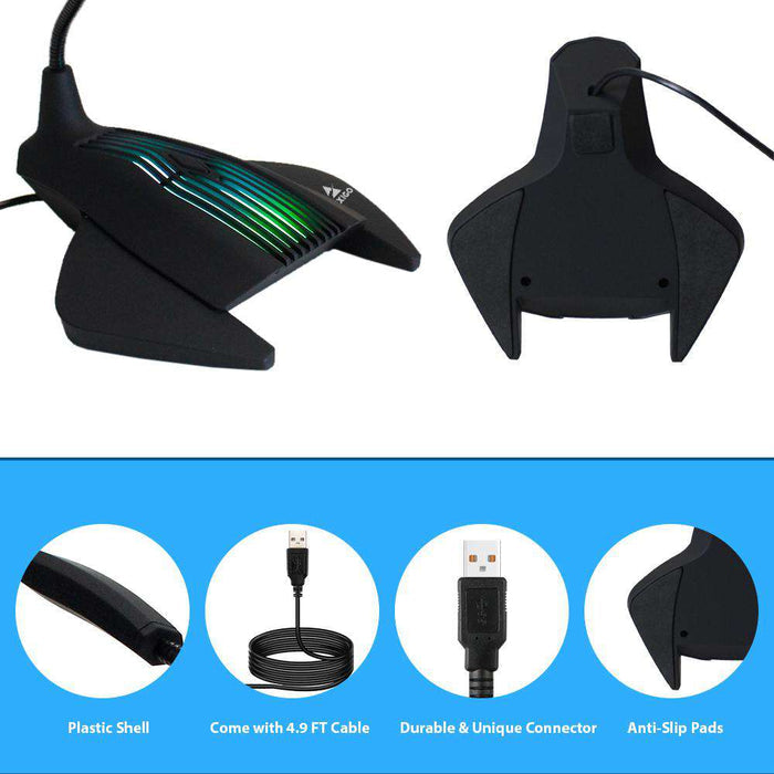 The USB Microphone's base with anti-slip pads and durable plastic shell.