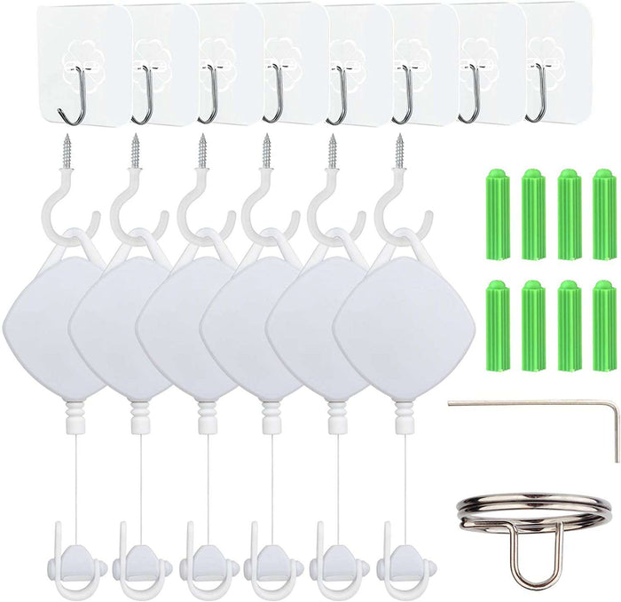 VR Cable Management System, Ceiling Hooks with Retractable Carabiner (White)