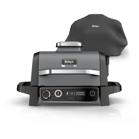Ninja OG703UK Outdoor Woodfire 7-in-1 Electric BBQ Grill & Smoker with Cover - Black