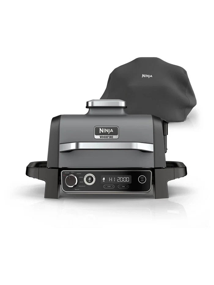 Ninja OG703UK Outdoor Woodfire 7-in-1 Electric BBQ Grill & Smoker with Cover - Black