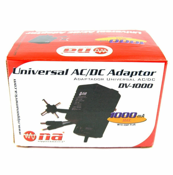 Nippon Universal AC/DC Adapter 1000mA Univeral AC/DC Adapter With 6 Tips From 1.5V To 12VDC .The universal 100 mA AC-DC adapter comes with 6 plugs-DV-1000 Hannah's Variety Store