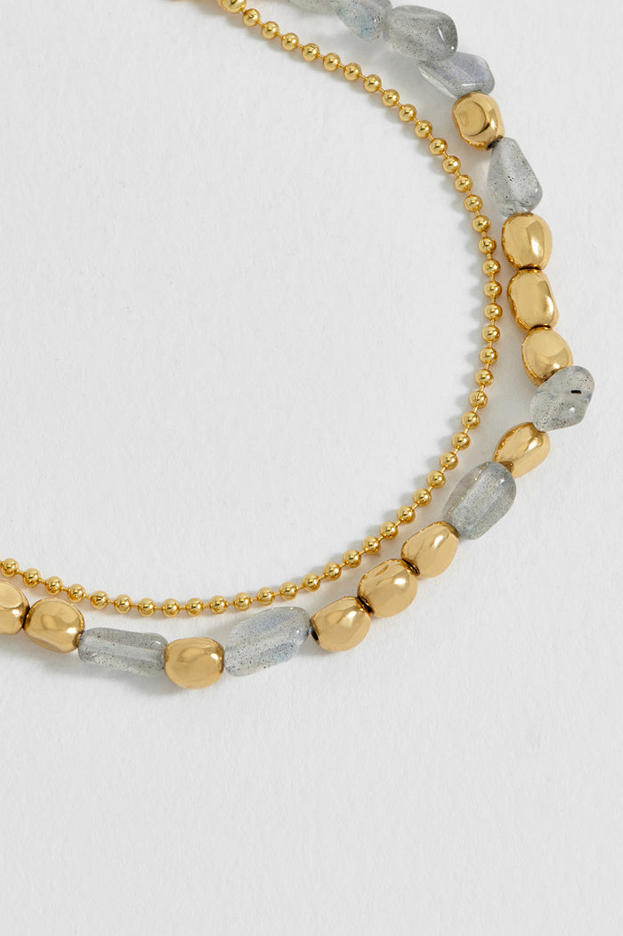 Pebble Labradorite Double Chain Bracelet