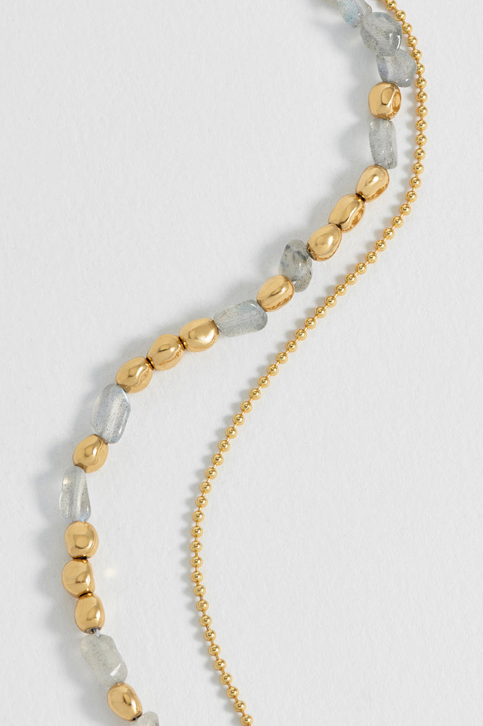 Pebble Labradorite Double Chain Bracelet