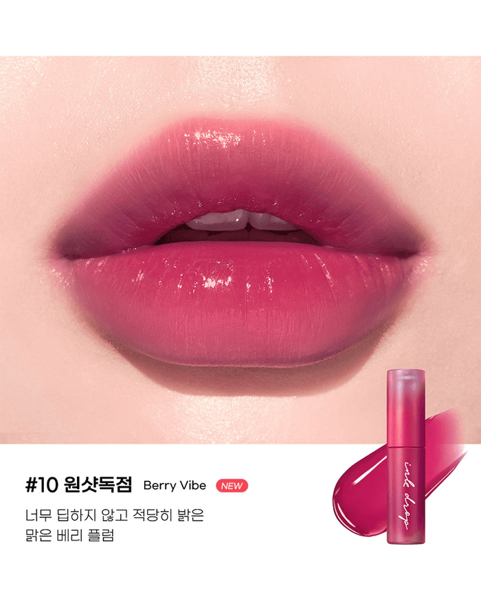 Peripera Ink Mood Drop Tint Series 3 in shade Berry Vibe on lips