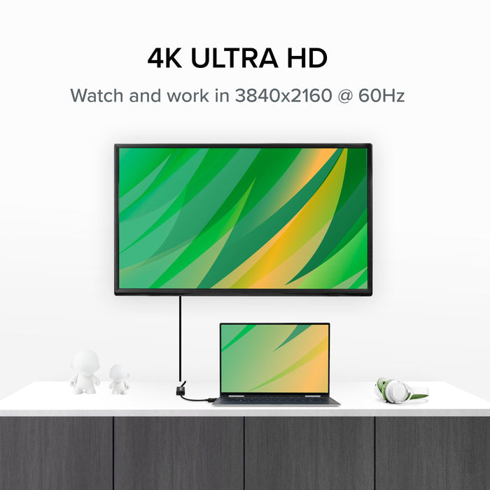 Plugable DP-HDMI adapter supports 4K Ultra HD resolution at 3840x2160 at 60Hz.