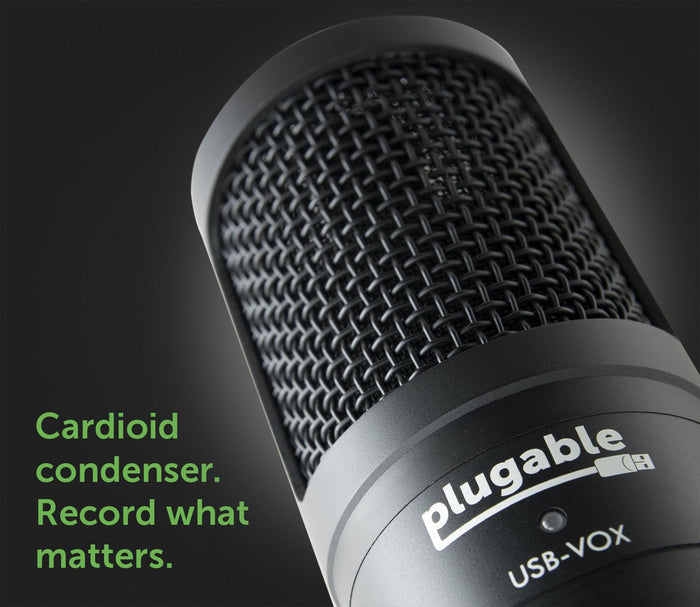 Plugable USB-VOX cardioid condenser microphone.