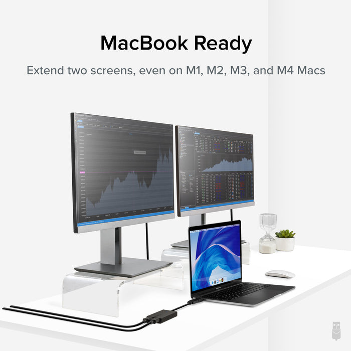 MacBook Ready: Extend two screens, compatible with M1, M2, M3, and M4 Macs using UGA-2KHDMI adapter.