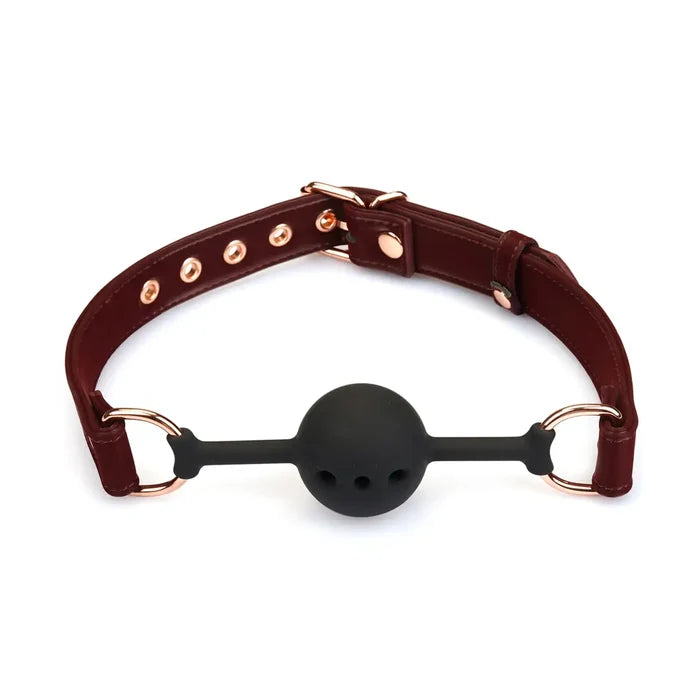 Plush Velour Metallic Burgundy Ball Gag