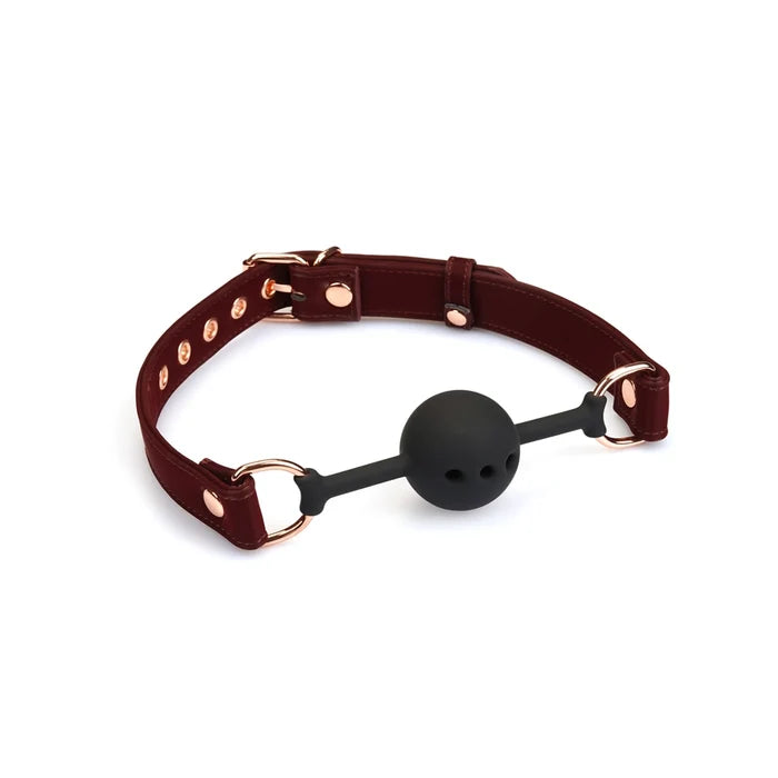Plush Velour Metallic Burgundy Ball Gag
