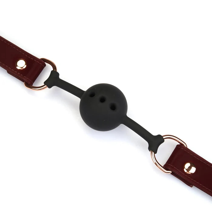 Plush Velour Metallic Burgundy Ball Gag