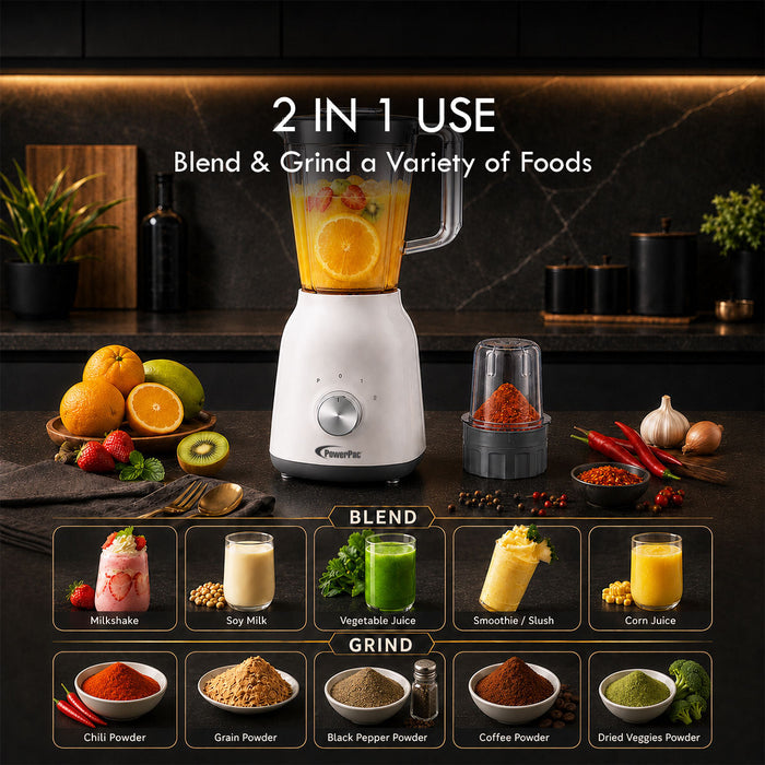 PowerPac 2 IN 1 Multi-functional Blender For Grinding & Blending (PPBL300A)