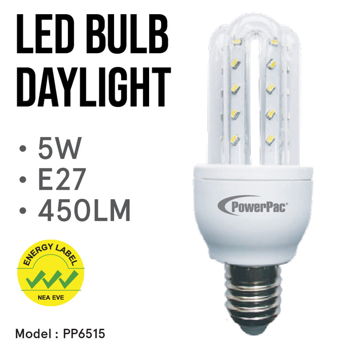 PowerPac LED Bulb, LED Light 5W E27 Daylight (PP6515)