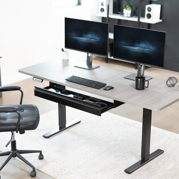 Sturdy extra long pullout under desk organizer drawer for office storage and organization.