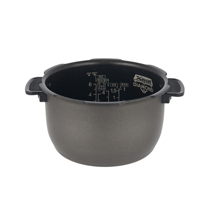 Cuckoo X-Wall Diamond nonstick replacement inner pot with interior water level measurement markings. (INNERPOT-CRP-P06)
