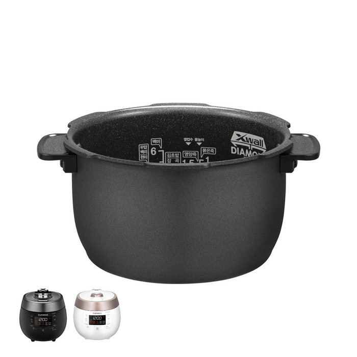 Cuckoo X-Wall Diamond replacement inner pot with nonstick interior and measurement markings. (INNERPOT-CRP-RT06)